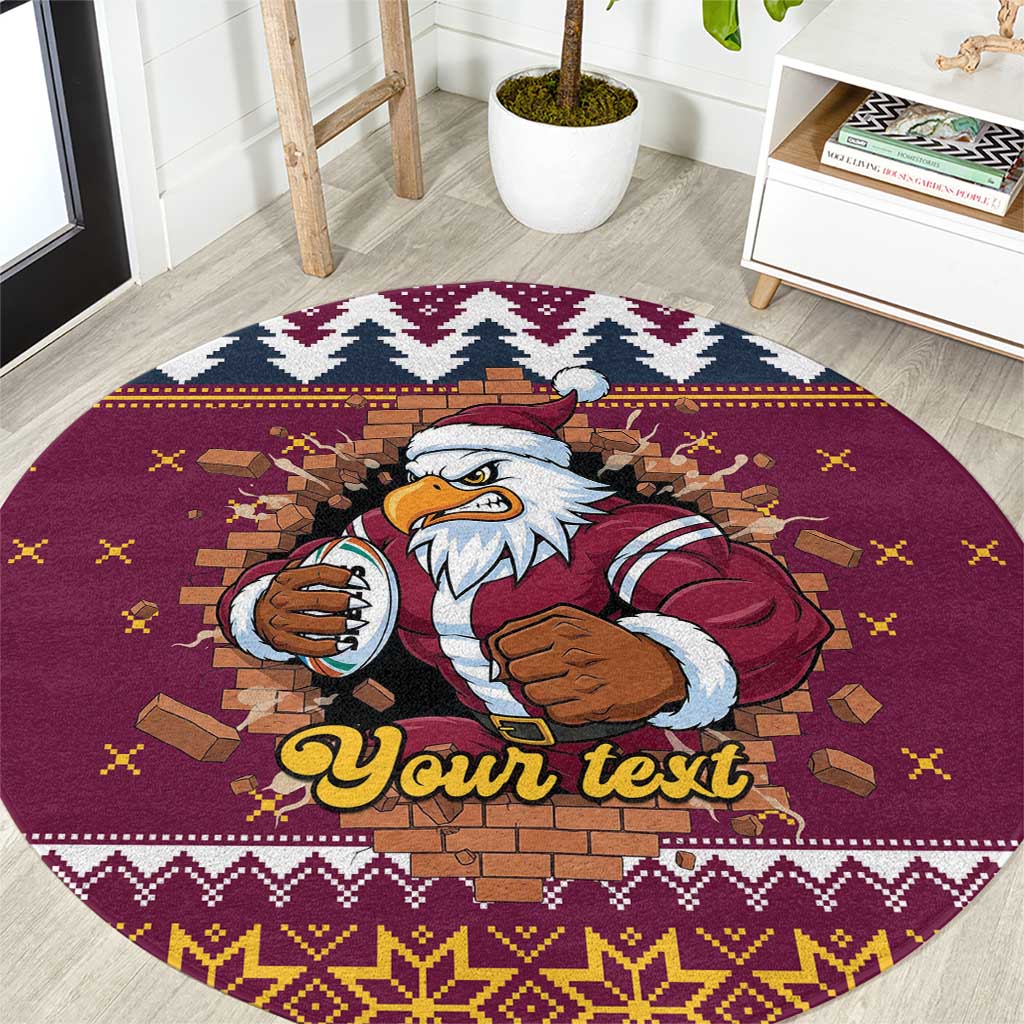 Merry Eagle Roar Personalized Round Carpet Christmas Rugby League Spirit - Aussie Hoodie