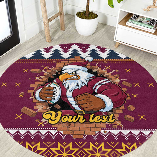 Merry Eagle Roar Personalized Round Carpet Christmas Rugby League Spirit - Aussie Hoodie