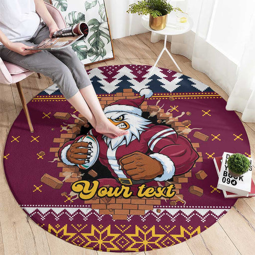 Merry Eagle Roar Personalized Round Carpet Christmas Rugby League Spirit - Aussie Hoodie