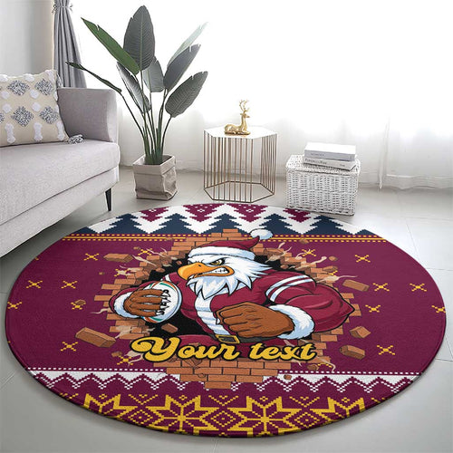 Merry Eagle Roar Personalized Round Carpet Christmas Rugby League Spirit - Aussie Hoodie