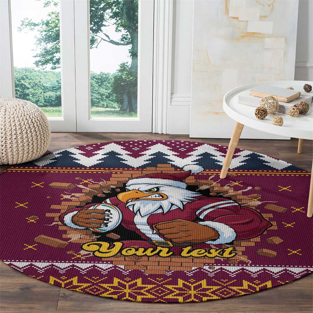 Merry Eagle Roar Personalized Round Carpet Christmas Rugby League Spirit - Aussie Hoodie