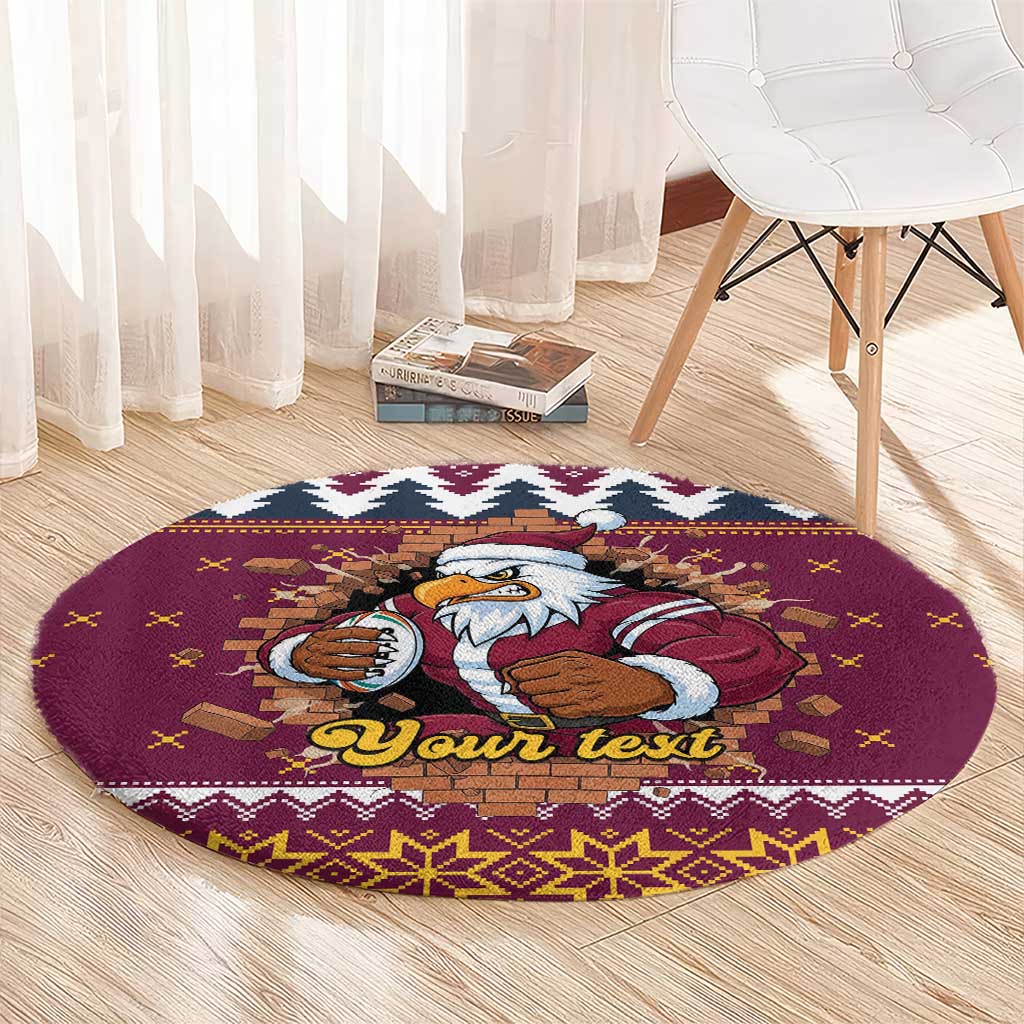 Merry Eagle Roar Personalized Round Carpet Christmas Rugby League Spirit - Aussie Hoodie
