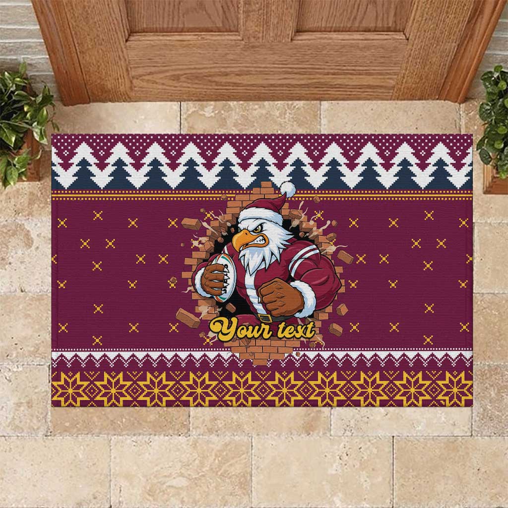 Merry Eagle Roar Personalized Rubber Doormat Christmas Rugby League Spirit - Aussie Hoodie