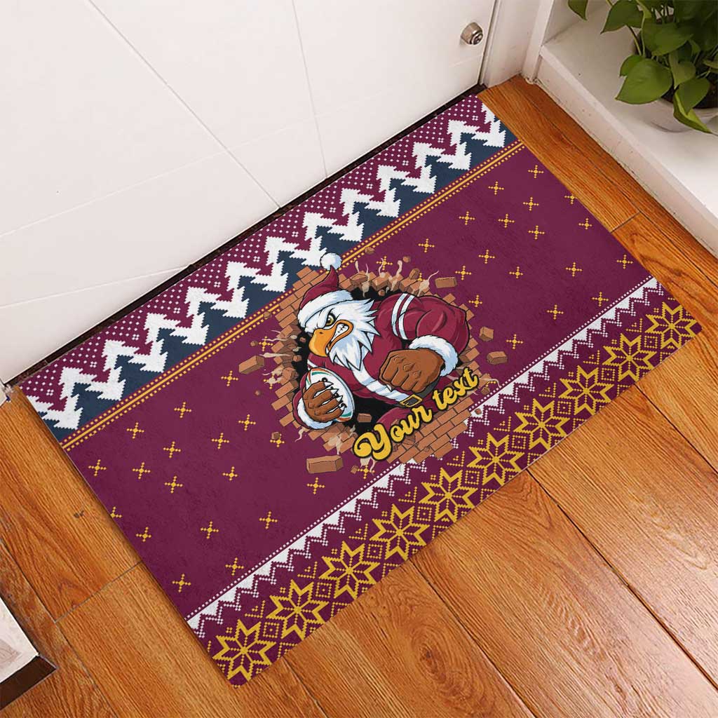 Merry Eagle Roar Personalized Rubber Doormat Christmas Rugby League Spirit - Aussie Hoodie