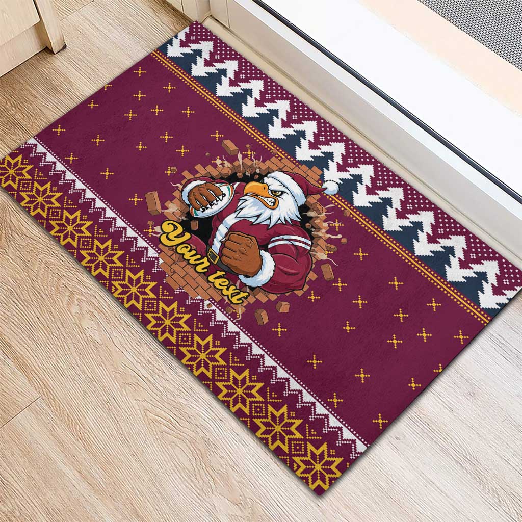 Merry Eagle Roar Personalized Rubber Doormat Christmas Rugby League Spirit - Aussie Hoodie