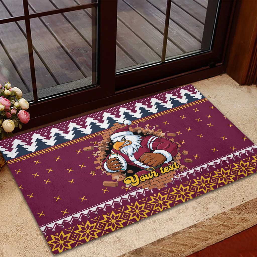 Merry Eagle Roar Personalized Rubber Doormat Christmas Rugby League Spirit - Aussie Hoodie