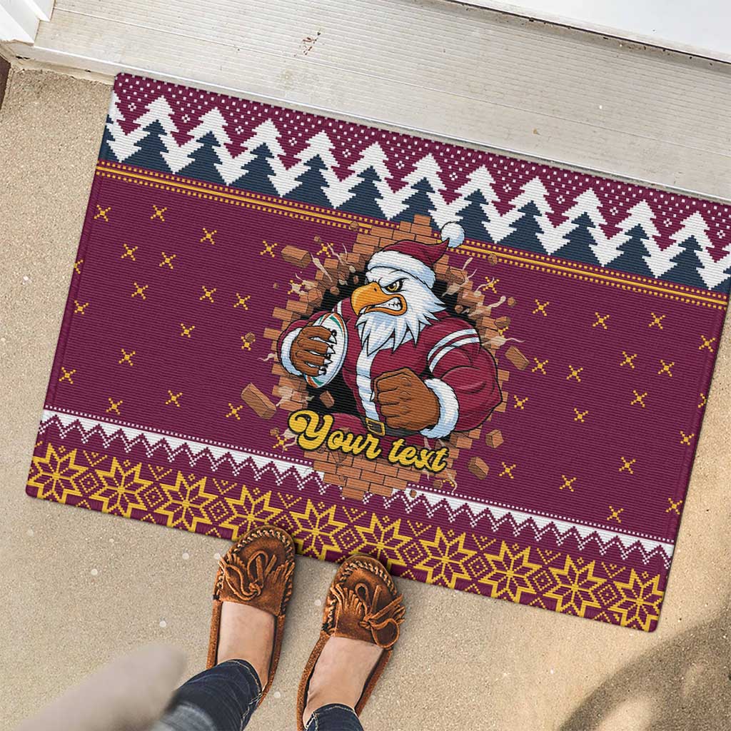 Merry Eagle Roar Personalized Rubber Doormat Christmas Rugby League Spirit - Aussie Hoodie