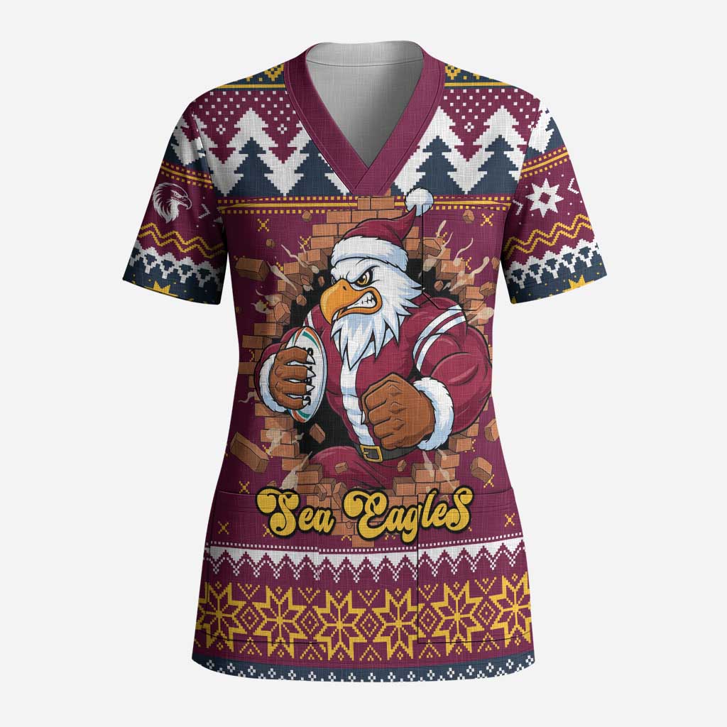 Merry Eagle Roar Personalized Scrub Top Christmas Rugby League Spirit - Aussie Hoodie