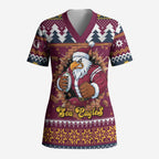 Merry Eagle Roar Personalized Scrub Top Christmas Rugby League Spirit - Aussie Hoodie