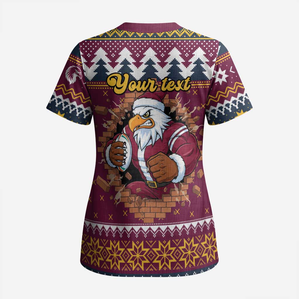 Merry Eagle Roar Personalized Scrub Top Christmas Rugby League Spirit - Aussie Hoodie