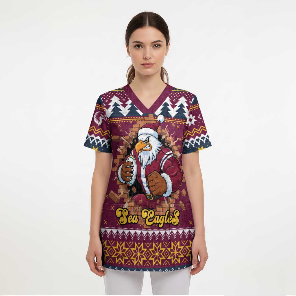 Merry Eagle Roar Personalized Scrub Top Christmas Rugby League Spirit - Aussie Hoodie