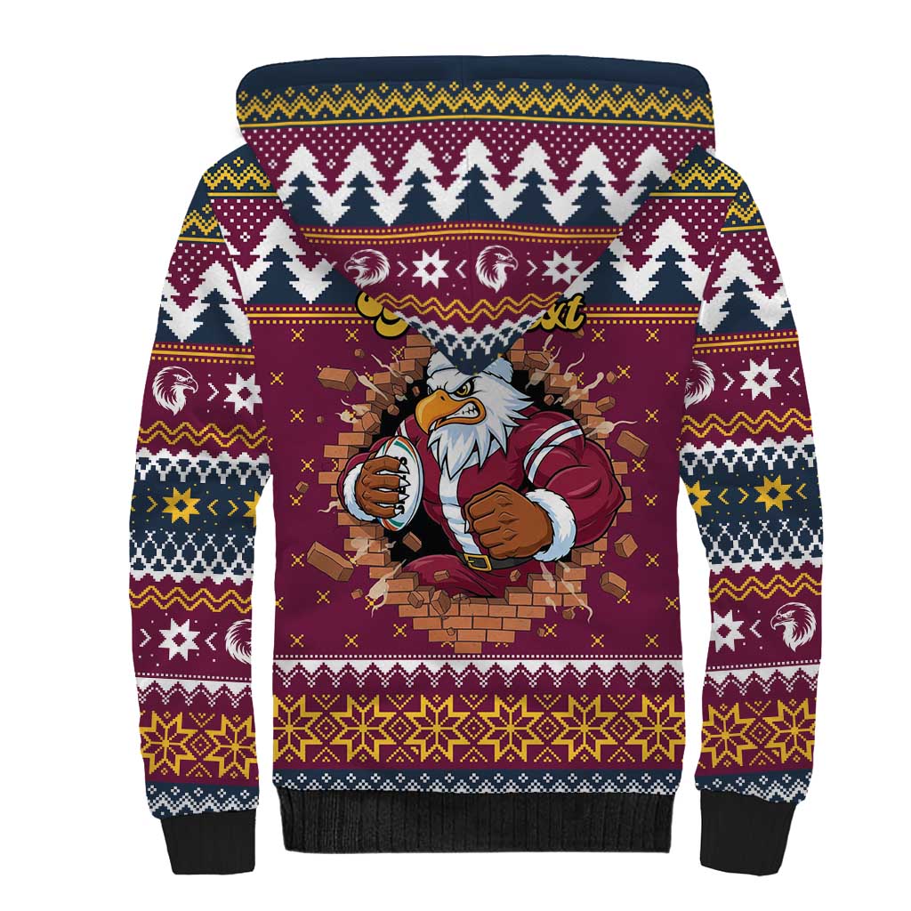 Merry Eagle Roar Personalized Sherpa Hoodie Christmas Rugby League Spirit - Aussie Hoodie