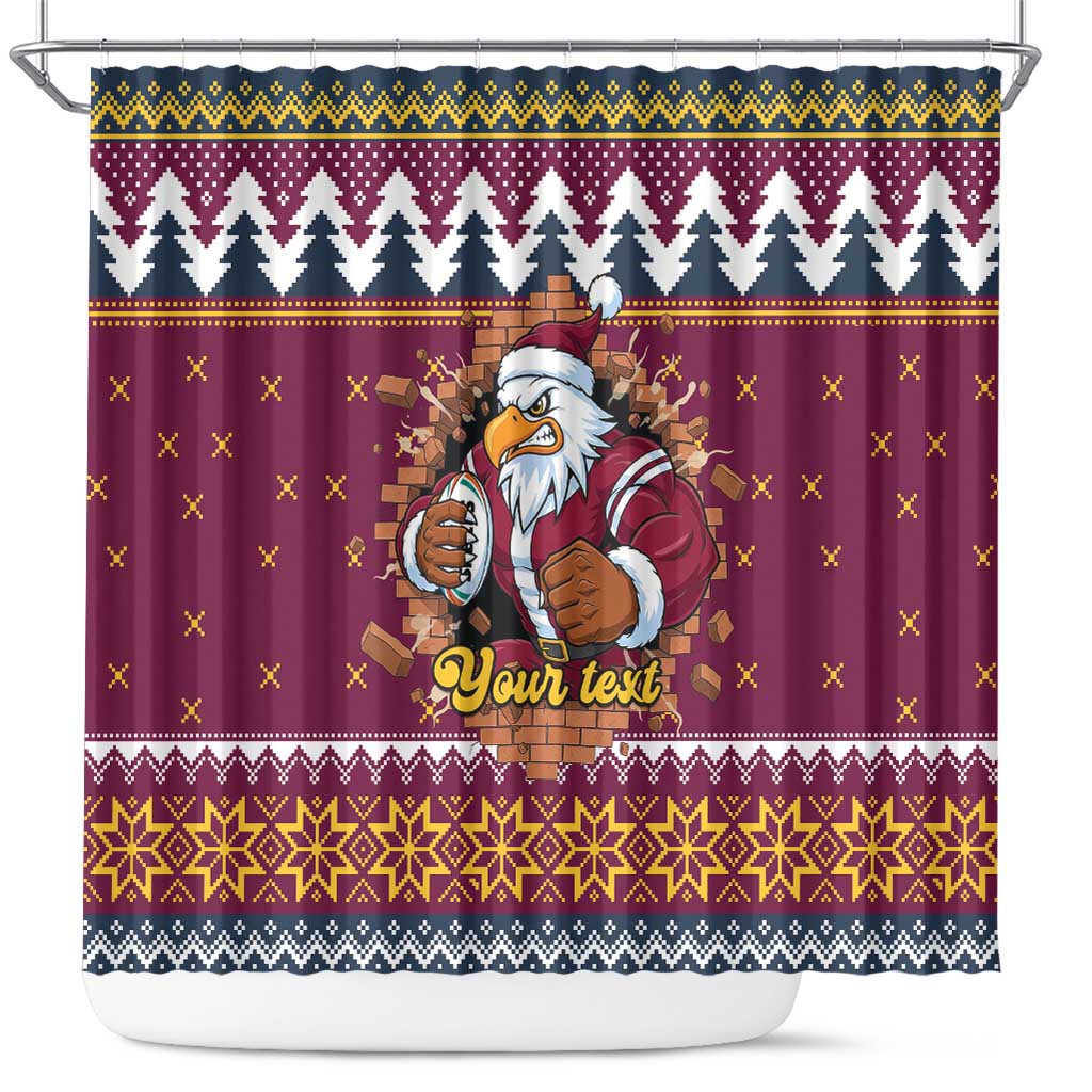 Merry Eagle Roar Personalized Shower Curtain Christmas Rugby League Spirit - Aussie Hoodie