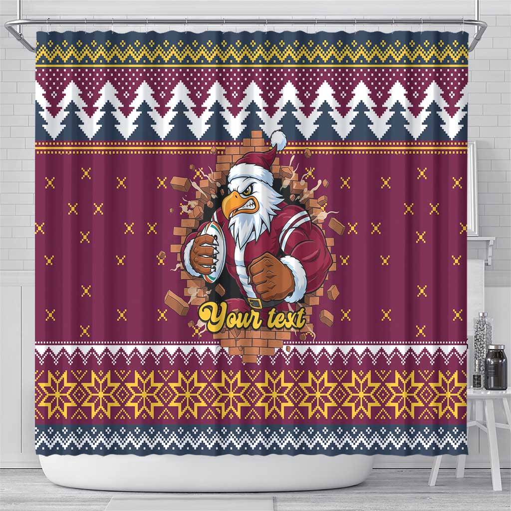 Merry Eagle Roar Personalized Shower Curtain Christmas Rugby League Spirit - Aussie Hoodie