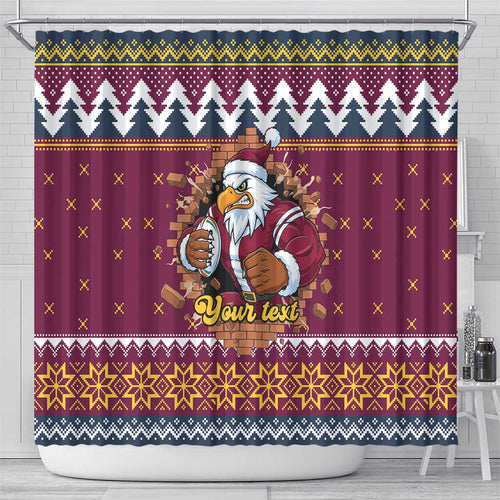 Merry Eagle Roar Personalized Shower Curtain Christmas Rugby League Spirit - Aussie Hoodie
