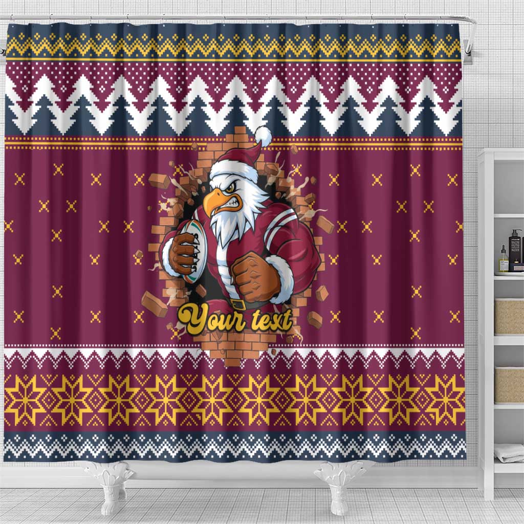 Merry Eagle Roar Personalized Shower Curtain Christmas Rugby League Spirit - Aussie Hoodie