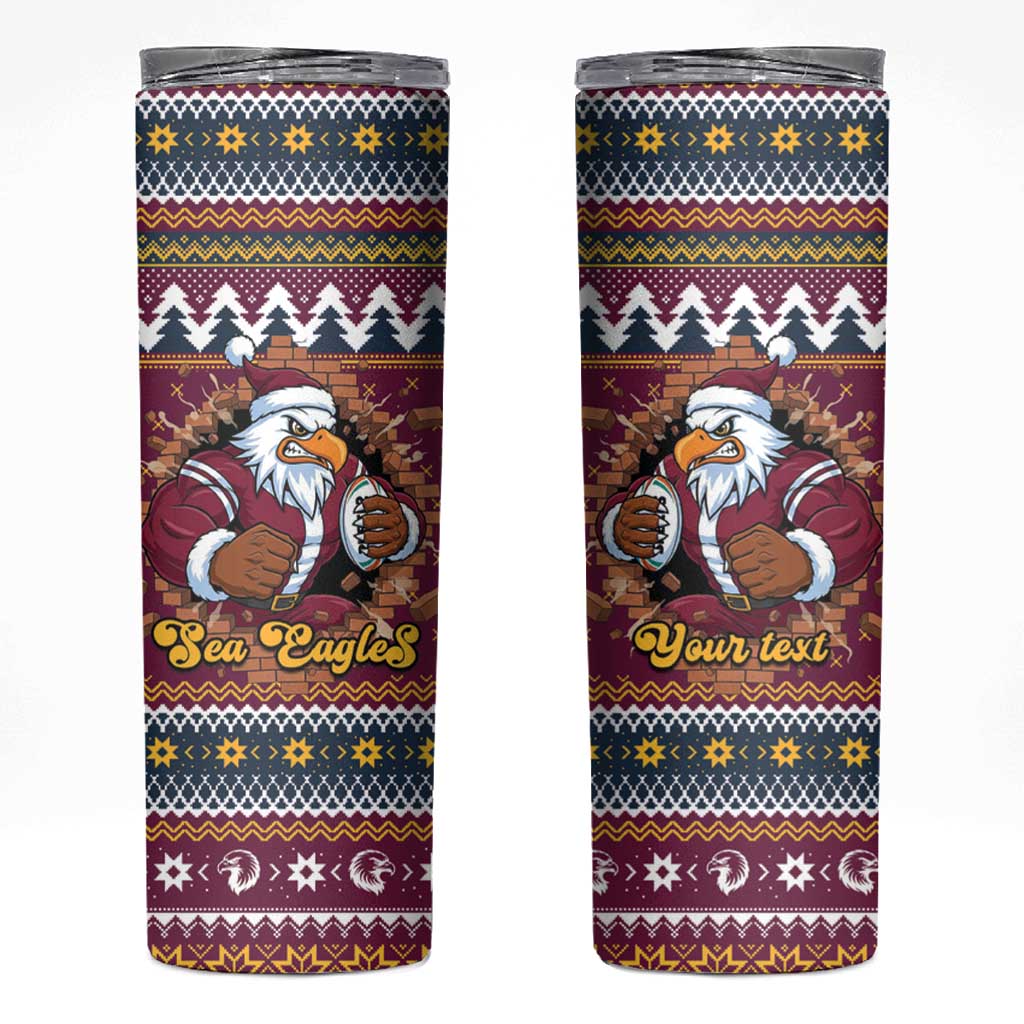 Merry Eagle Roar Personalized Skinny Tumbler Christmas Rugby League Spirit - Aussie Hoodie