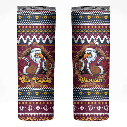 Merry Eagle Roar Personalized Skinny Tumbler Christmas Rugby League Spirit - Aussie Hoodie