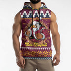 Merry Eagle Roar Personalized Sleeveless Hoodie Christmas Rugby League Spirit - Aussie Hoodie
