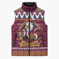 Merry Eagle Roar Personalized Sleeveless Puffer Jacket Christmas Rugby League Spirit - Aussie Hoodie