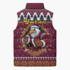 Merry Eagle Roar Personalized Sleeveless Puffer Jacket Christmas Rugby League Spirit - Aussie Hoodie