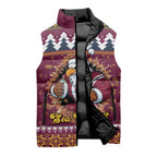 Merry Eagle Roar Personalized Sleeveless Puffer Jacket Christmas Rugby League Spirit - Aussie Hoodie