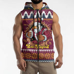 Merry Eagle Roar Personalized Sleeveless Zip Hoodie Christmas Rugby League Spirit LT9