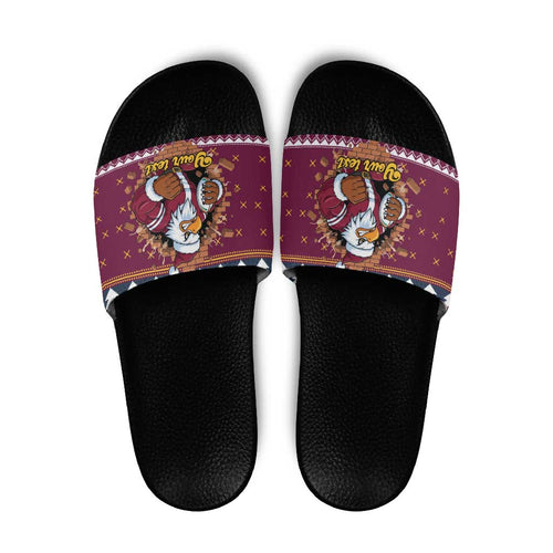 Merry Eagle Roar Personalized Slide Sandals Christmas Rugby League Spirit - Aussie Hoodie