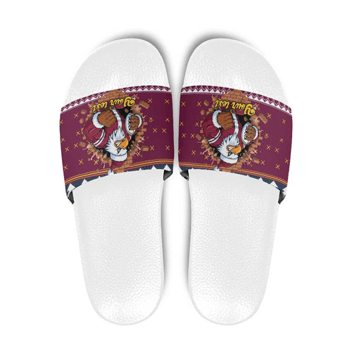 Merry Eagle Roar Personalized Slide Sandals Christmas Rugby League Spirit - Aussie Hoodie