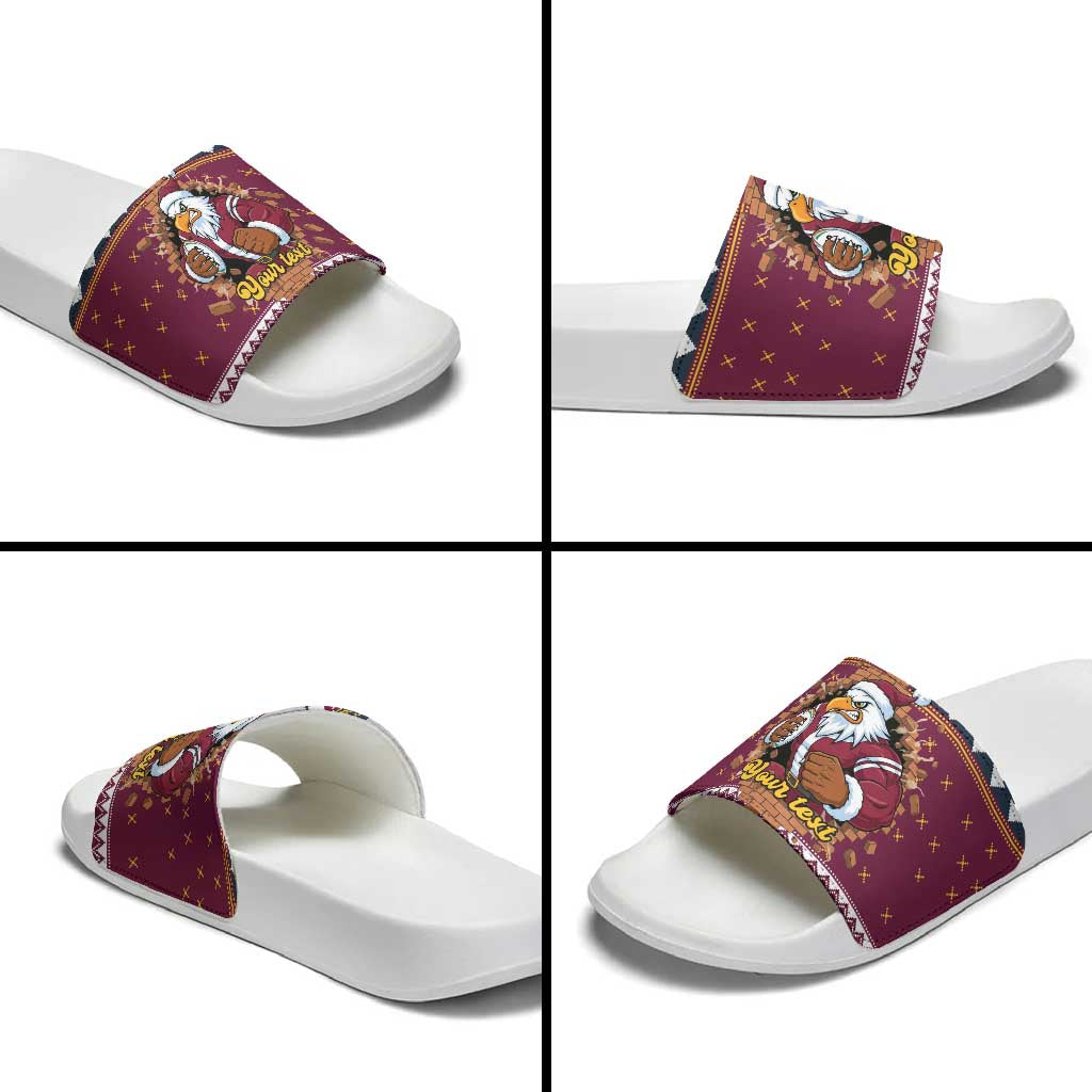 Merry Eagle Roar Personalized Slide Sandals Christmas Rugby League Spirit - Aussie Hoodie