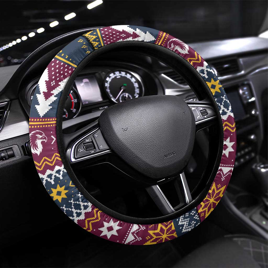Merry Eagle Roar Steering Wheel Cover Christmas Rugby League Spirit - Aussie Hoodie