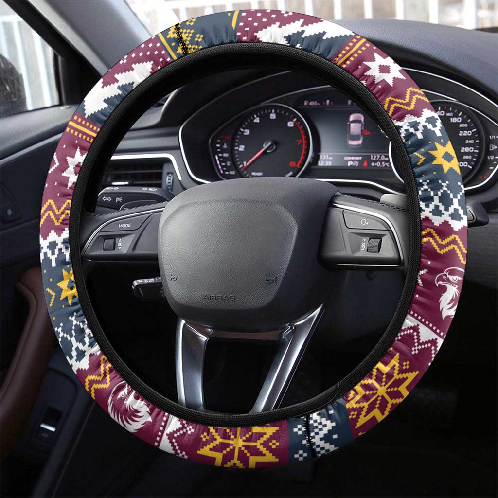Merry Eagle Roar Steering Wheel Cover Christmas Rugby League Spirit - Aussie Hoodie