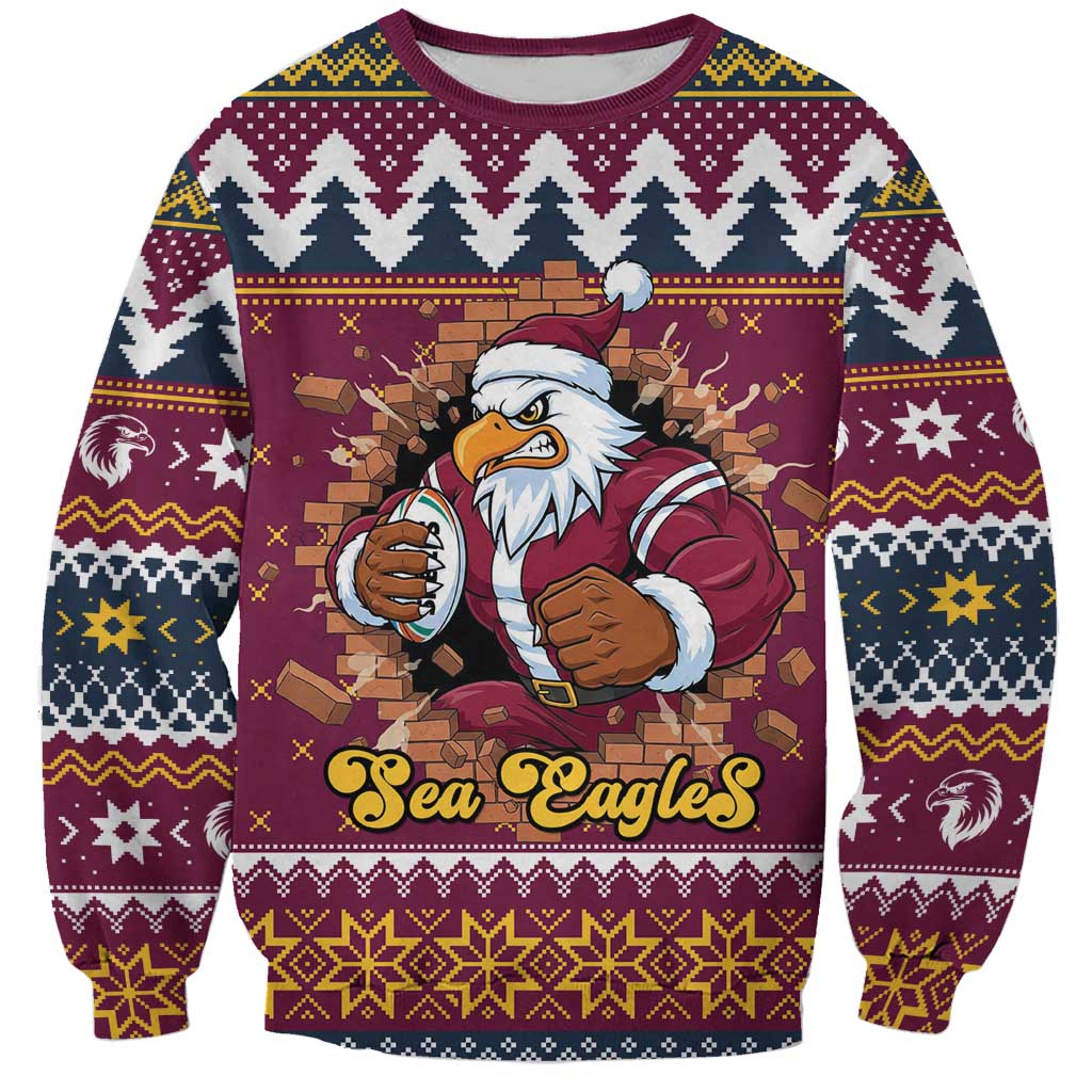 Merry Eagle Roar Personalized Sweatshirt Christmas Rugby League Spirit - Aussie Hoodie