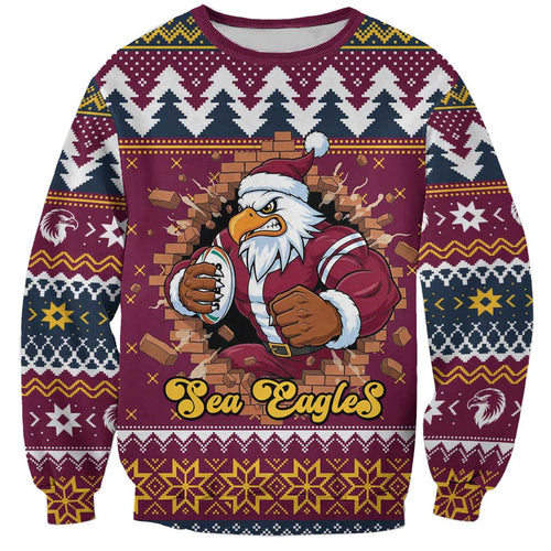 Merry Eagle Roar Personalized Sweatshirt Christmas Rugby League Spirit - Aussie Hoodie