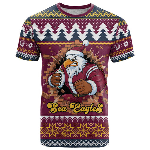 Merry Eagle Roar Personalized T Shirt Christmas Rugby League Spirit - Aussie Hoodie