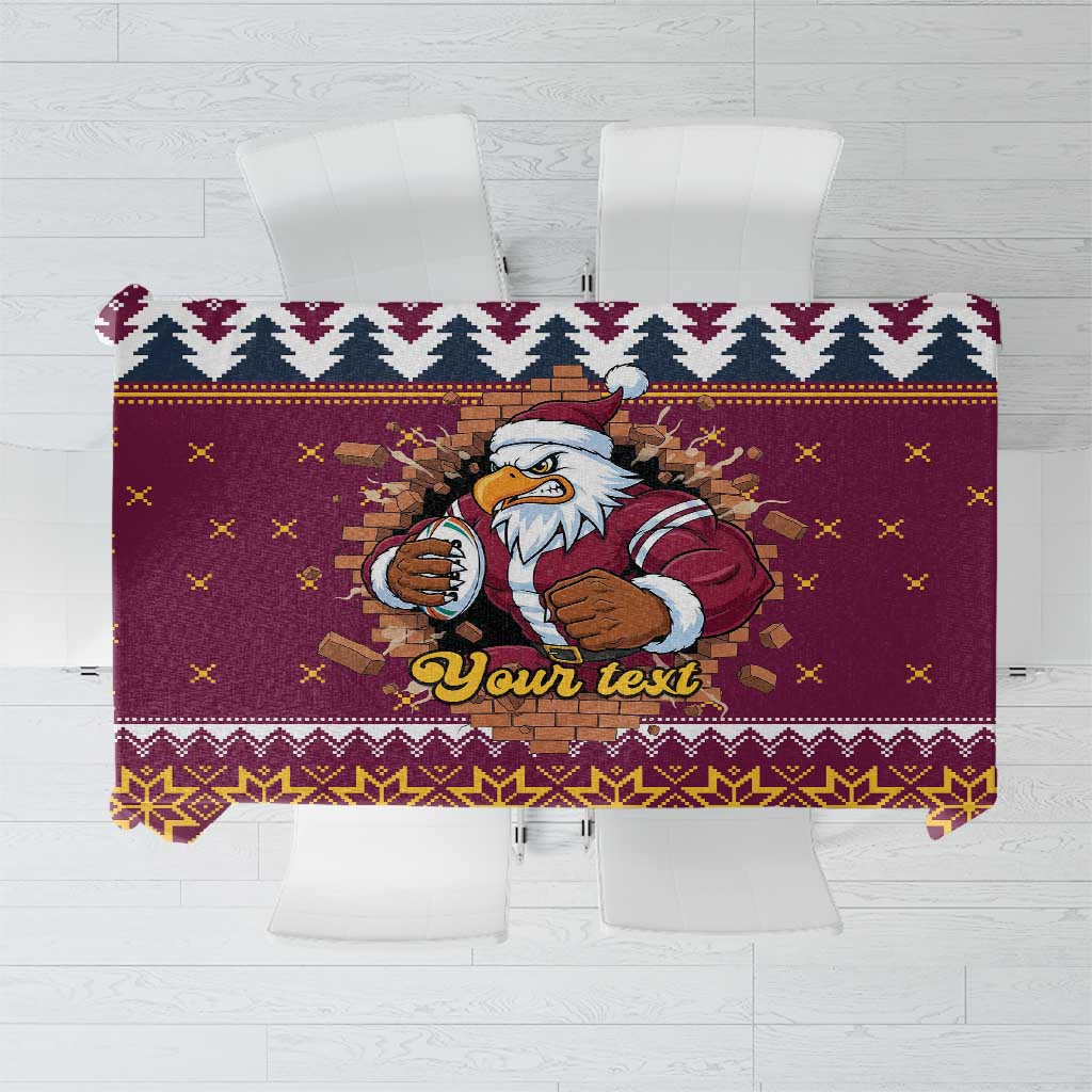 Merry Eagle Roar Personalized Tablecloth Christmas Rugby League Spirit - Aussie Hoodie