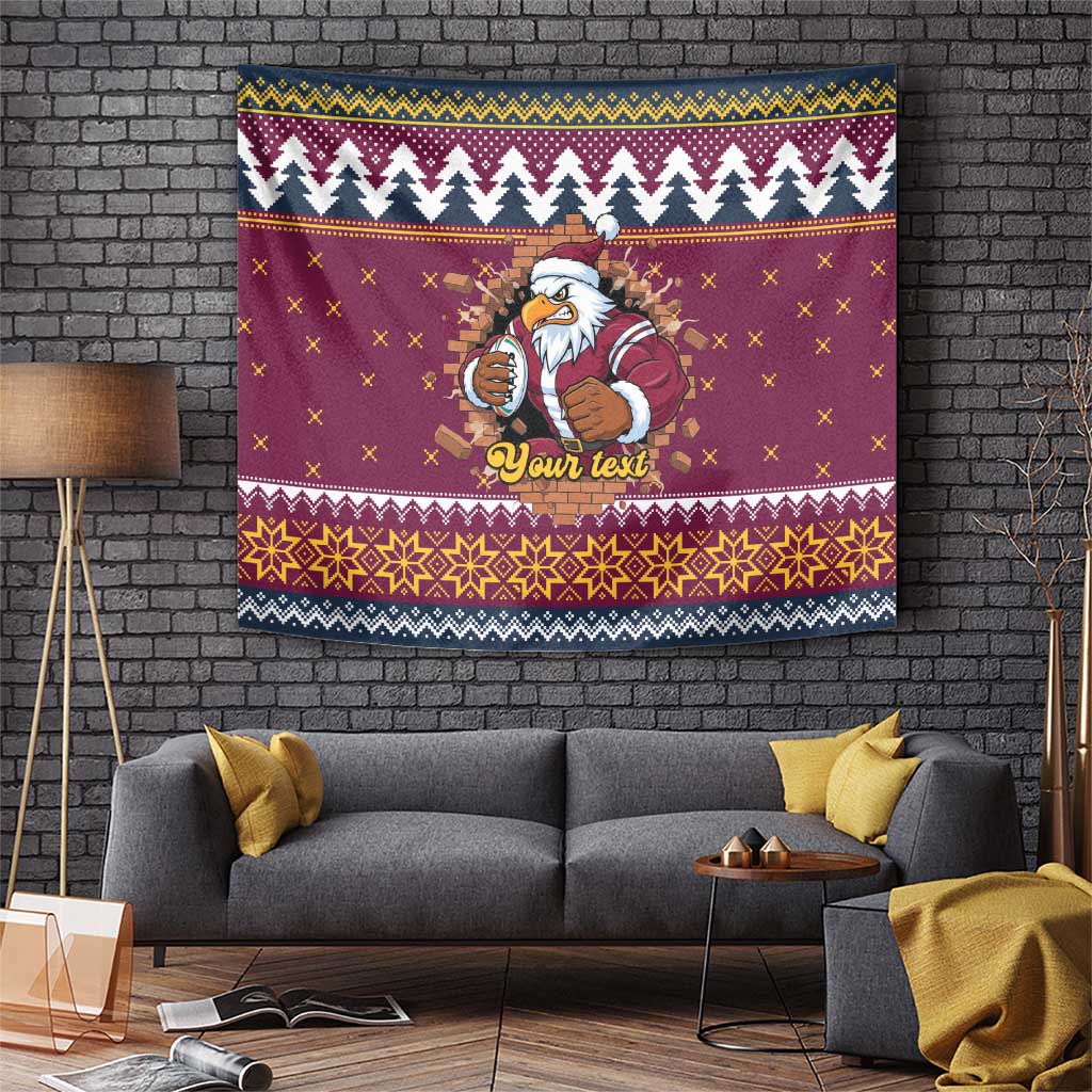 Merry Eagle Roar Personalized Tapestry Christmas Rugby League Spirit - Aussie Hoodie
