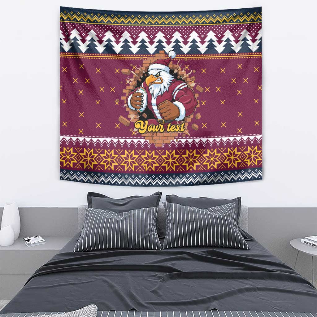 Merry Eagle Roar Personalized Tapestry Christmas Rugby League Spirit - Aussie Hoodie