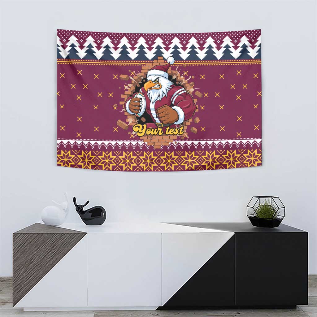 Merry Eagle Roar Personalized Tapestry Christmas Rugby League Spirit - Aussie Hoodie
