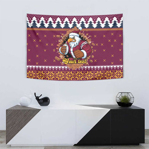 Merry Eagle Roar Personalized Tapestry Christmas Rugby League Spirit - Aussie Hoodie
