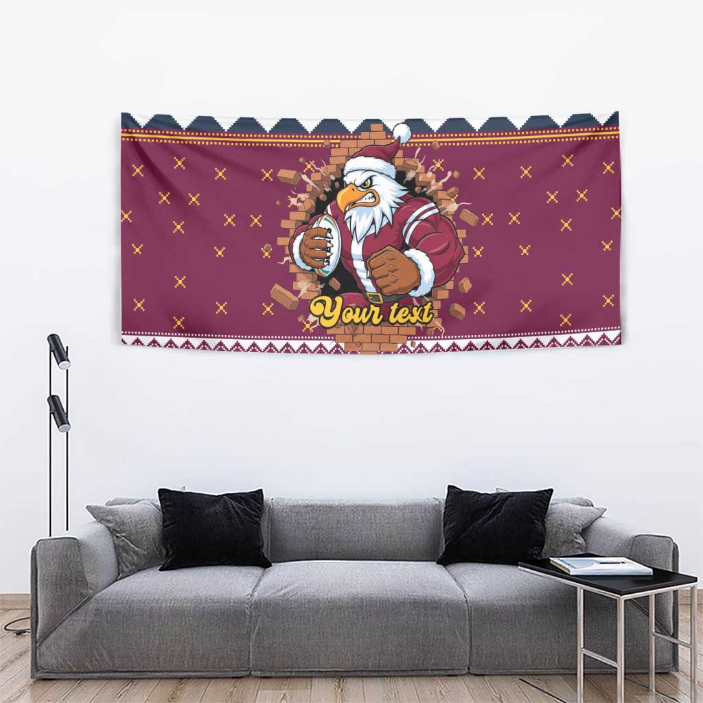 Merry Eagle Roar Personalized Tapestry Christmas Rugby League Spirit - Aussie Hoodie