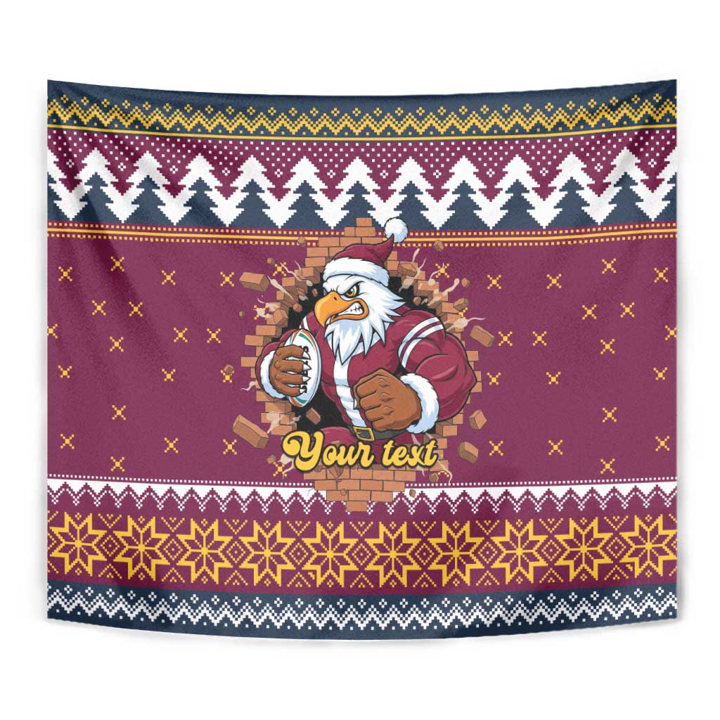 Merry Eagle Roar Personalized Tapestry Christmas Rugby League Spirit - Aussie Hoodie