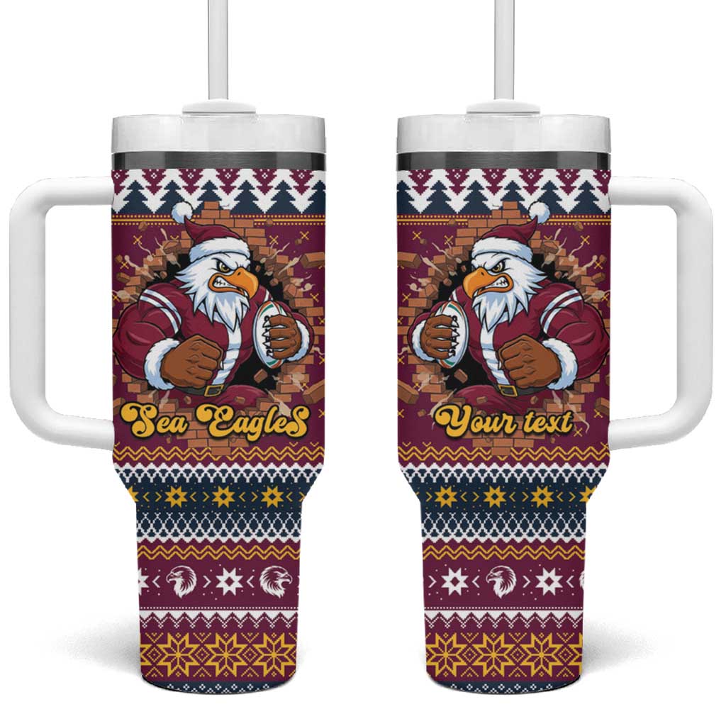 Merry Eagle Roar Personalized Tumbler With Handle Christmas Rugby League Spirit - Aussie Hoodie
