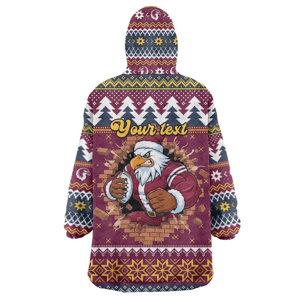 Merry Eagle Roar Personalized Wearable Blanket Hoodie Christmas Rugby League Spirit - Aussie Hoodie