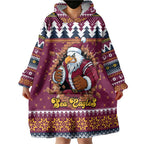 Merry Eagle Roar Personalized Wearable Blanket Hoodie Christmas Rugby League Spirit - Aussie Hoodie