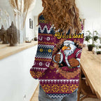 Merry Eagle Roar Personalized Women Casual Shirt Christmas Rugby League Spirit - Aussie Hoodie