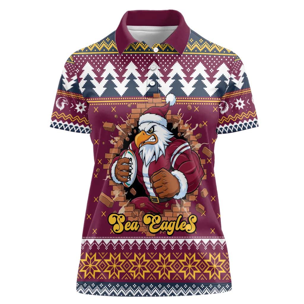 Merry Eagle Roar Personalized Women Polo Shirt Christmas Rugby League Spirit - Aussie Hoodie