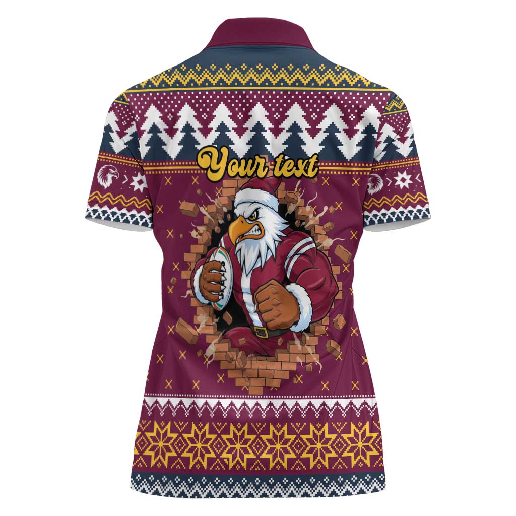 Merry Eagle Roar Personalized Women Polo Shirt Christmas Rugby League Spirit - Aussie Hoodie
