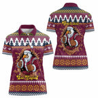 Merry Eagle Roar Personalized Women Polo Shirt Christmas Rugby League Spirit - Aussie Hoodie