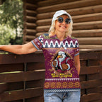 Merry Eagle Roar Personalized Women Polo Shirt Christmas Rugby League Spirit - Aussie Hoodie